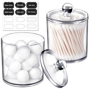 Clear Acrylic Qtip Dispenser Jars with Labels