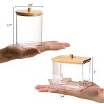 Stylish Bathroom Organizer with Wooden Lid for Swabs