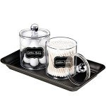 Clear Acrylic Qtip Dispenser Jars with Labels