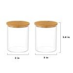 INIUNIK Bamboo Lid Glass Qtip Holder - 2 Pack