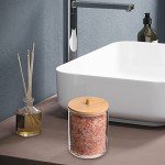 Stylish Bathroom Organizer with Wooden Lid for Swabs