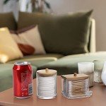 Stylish Bathroom Organizer with Wooden Lid for Swabs