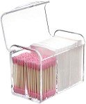 Sooyee Clear 3-Compartment Qtip Holder Dispenser
