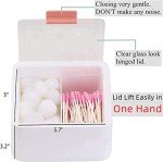Cotton Swab Holder Jar with Hinged Lid