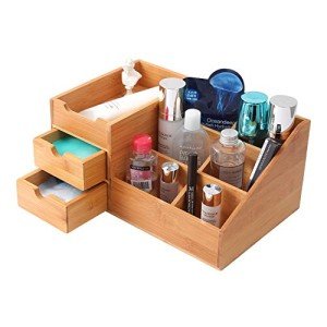 Bamboo Makeup Organizer with Drawers for Vanity