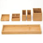 Bamboo Vanity Tray Set for Makeup Organization