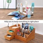Bamboo Makeup Organizer with Drawers for Vanity