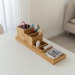 Bamboo Vanity Tray Set for Makeup Organization