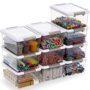 Set of 10 Small Clear Plastic Storage Bins