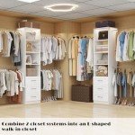 Adjustable Walk-In Closet Organizer with Drawers and Rods