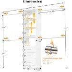 Adjustable Walk-In Closet Organizer with Drawers and Rods
