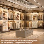 8FT Wood Closet Organizer with 4 Drawers