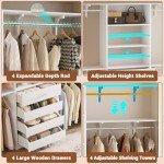 8FT Wood Closet Organizer with 4 Drawers