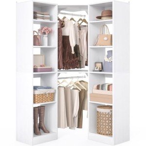Corner Closet Organizer with 12 Shelves & Rods