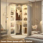 Corner Closet System with 12 Shelves and 2 Rods