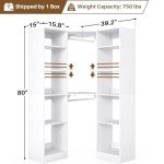 Corner Closet System with 12 Shelves and 2 Rods