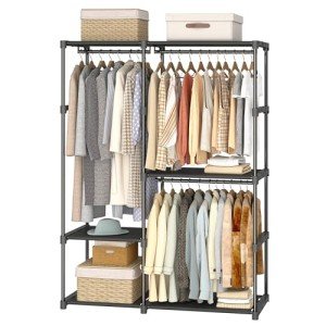 49-Inch Portable Closet Organizer with Shelves and Rods