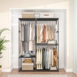 49-Inch Portable Closet Organizer with Shelves and Rods