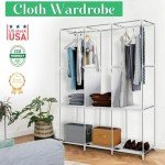 Portable Closet Organizer with Shelves and Hanging Rods