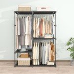 49-Inch Portable Closet Organizer with Shelves and Rods