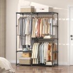 49-Inch Portable Closet Organizer with Shelves and Rods