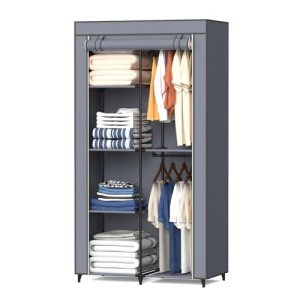 HODYANN Portable Closet with Shelves and Rods