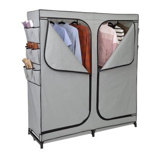 60-Inch Portable Wardrobe Closet with Cover & Pockets