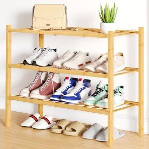 3-Tier Bamboo Shoe Rack for Home Organization