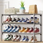 Kitsure Grey Stackable Shoe Rack Organizer