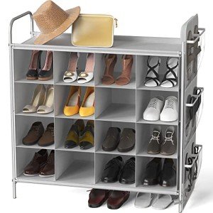 4-Tier Gray Cube Shoe Rack Organizer