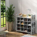 4-Tier Gray Cube Shoe Rack Organizer