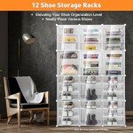 12-Tier Stackable Shoe Rack for 72 Pairs