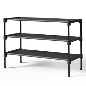 Kitsure Sturdy Black Shoe Rack Organizer Shelf