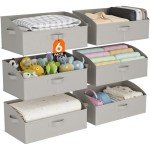 Set of 6 Foldable Storage Baskets - Light Grey