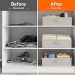 Set of 6 Foldable Storage Baskets - Light Grey