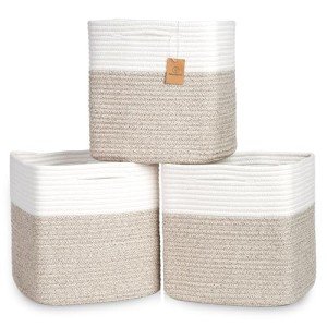 Cozy Cotton Rope 13-Inch Cube Storage Bins - 3-Pack
