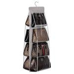 8-Pocket Closet Purse Hanging Organizer - Grey