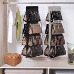 8-Pocket Closet Purse Hanging Organizer - Grey