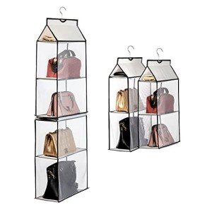Hanging Handbag Organizer with 4 Mesh Shelves