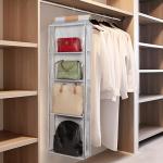 Hanging Handbag Organizer with Clear Zipper Pockets