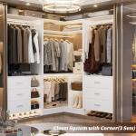 Corner Closet Organizer System with Shelves and Rods