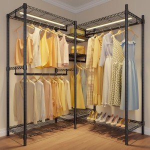 VIPEK L-Shaped Heavy Duty Clothes Rack with Shelves