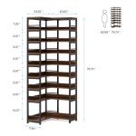 9-Tier Corner Shoe Rack Organizer in Rustic Brown
