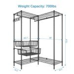 VIPEK L9 L-Shaped Clothing Rack with Baskets