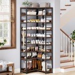 9-Tier Corner Shoe Rack Organizer in Rustic Brown