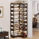 9-Tier Corner Shoe Rack Organizer in Rustic Brown