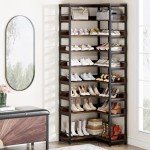 9-Tier Corner Shoe Rack Organizer in Rustic Brown