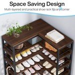 9-Tier Corner Shoe Rack Organizer in Rustic Brown
