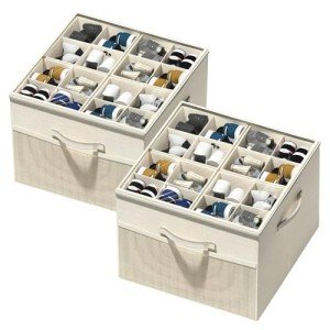 Shoe Organizer Box Set with Adjustable Dividers