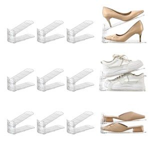 12-Pack Adjustable Shoe Organizer Stackers for Closets